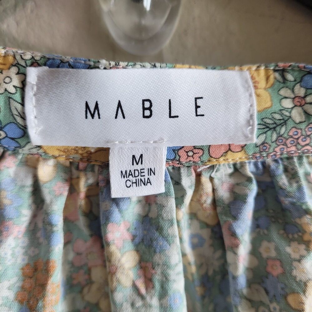 MABLE Cottagecore Tiered Maxi Shirt Dress Groovy Floral Print Spring Vacation - Picture 5 of 16